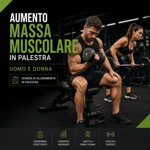 Scheda aumento massa muscolare in palestra per uomo e donna