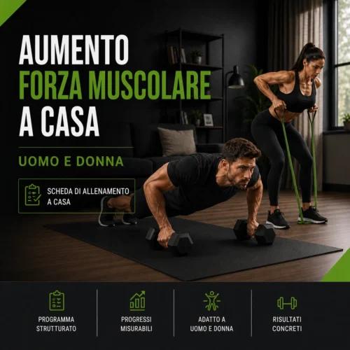 Scheda aumento forza muscolare a casa per uomo e donna