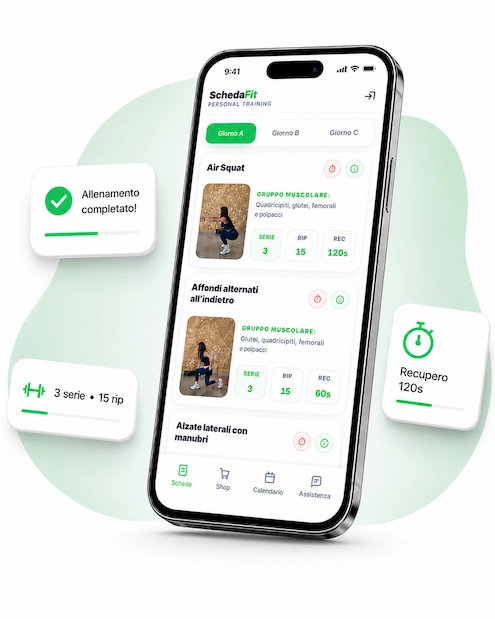 Schede di allenamento palestra e casa in Web App su smartphone